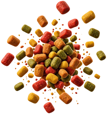 Floating fish food pellets