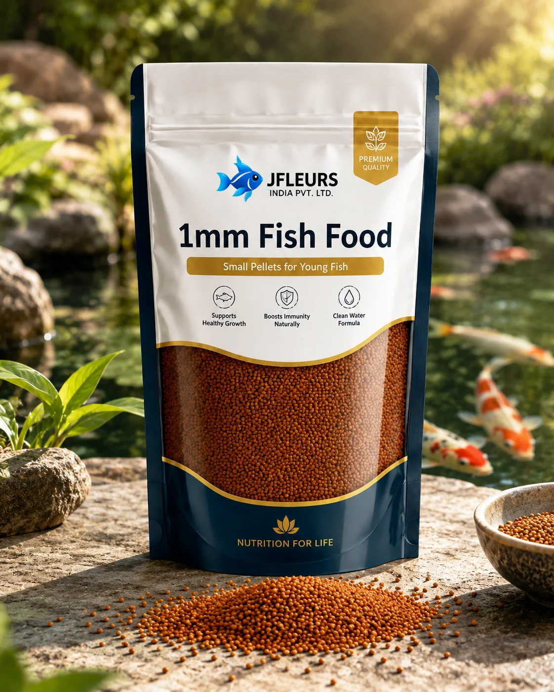 JFLEURS 1mm Floating Fish Food Pellets for Fry and Small Fish